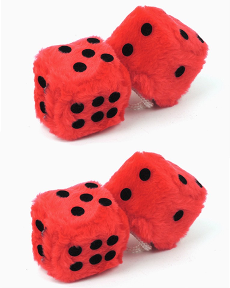 Glückswürfel Fuzzy Dice 5 cm rot (4 Stück / 2 Paar)