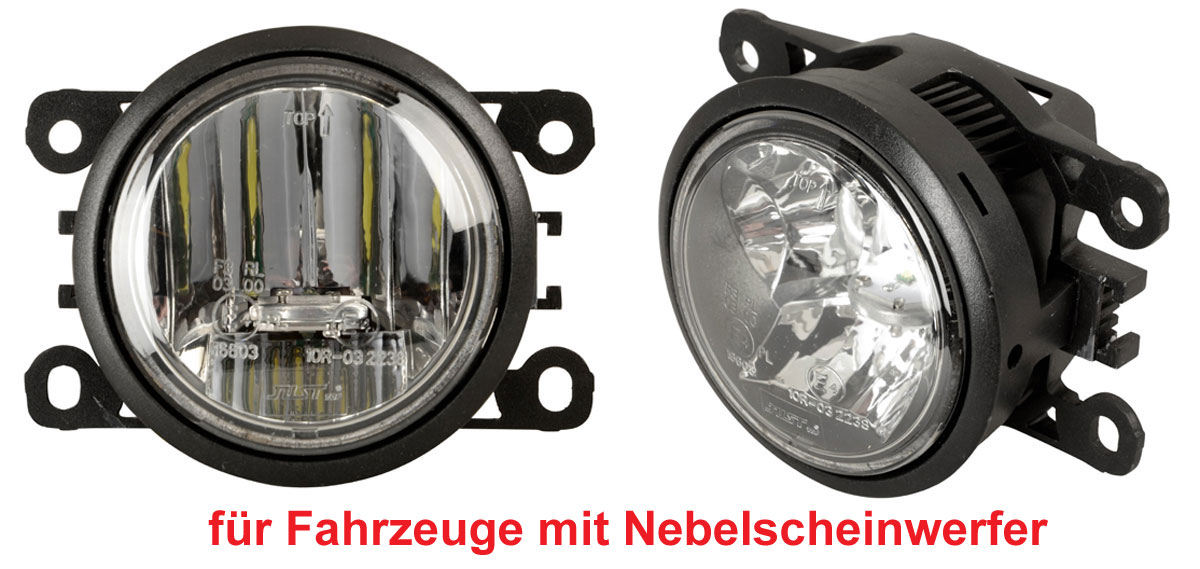 LED Einbau Tagfahrlichter + Nebelscheinwerfer 90 mm passend für Suzuki Swift (2008-2010) mit serienmäßigen Nebelscheinwerfern