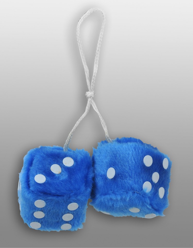 Glückswürfel Fuzzy Dice 5 cm blau (4 Stück / 2 Paar)