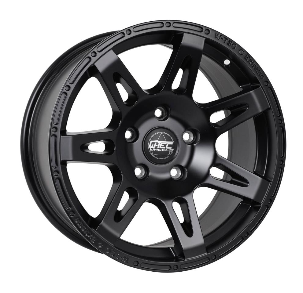 Complete wheels W-TEC Extreme 8,5x17 black with tires 35x12,5R17 BF Goodrich Mud Terrain fit for Jeep Wrangler JK (2007-2017)