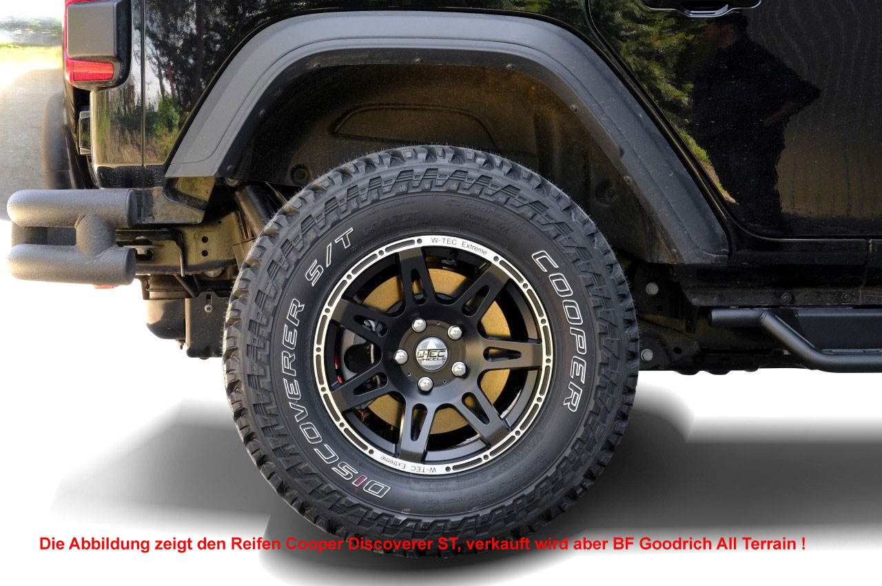 Complete wheels W-TEC Extreme 8,5x17 black-silver with 285/70R17 BF Goodrich All Terrain fits Jeep Wrangler JL (2018-)