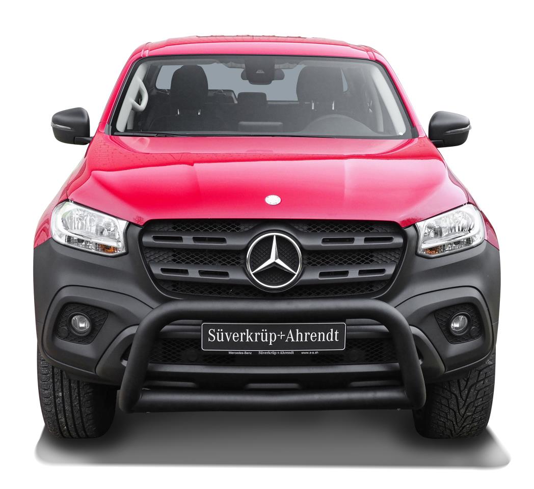 Black powder coated bullbar with skid plate suitable for Mercedes-Benz X-Class (2017-2020)