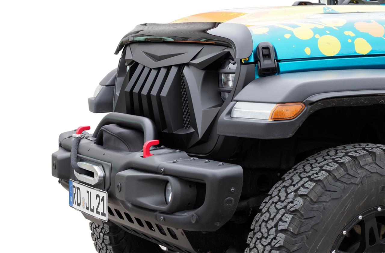 Kühlergrill Kunststoff schwarz passend für Jeep Wrangler JL (2018-) + Wrangler 4xe (2021-) + Gladiator JT (2019-)