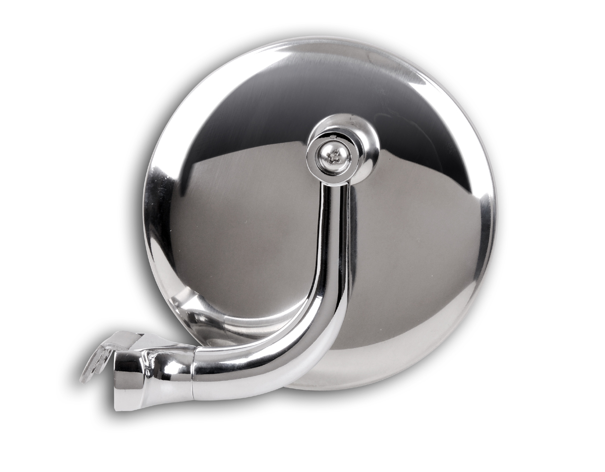 1x Side mirror "Oldstyle" Ø 100 mm metal chrome plated and stainless steel