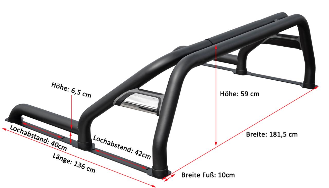 Black matte roll bar suitable for Dodge Ram Crew Cab. (2009-2018)