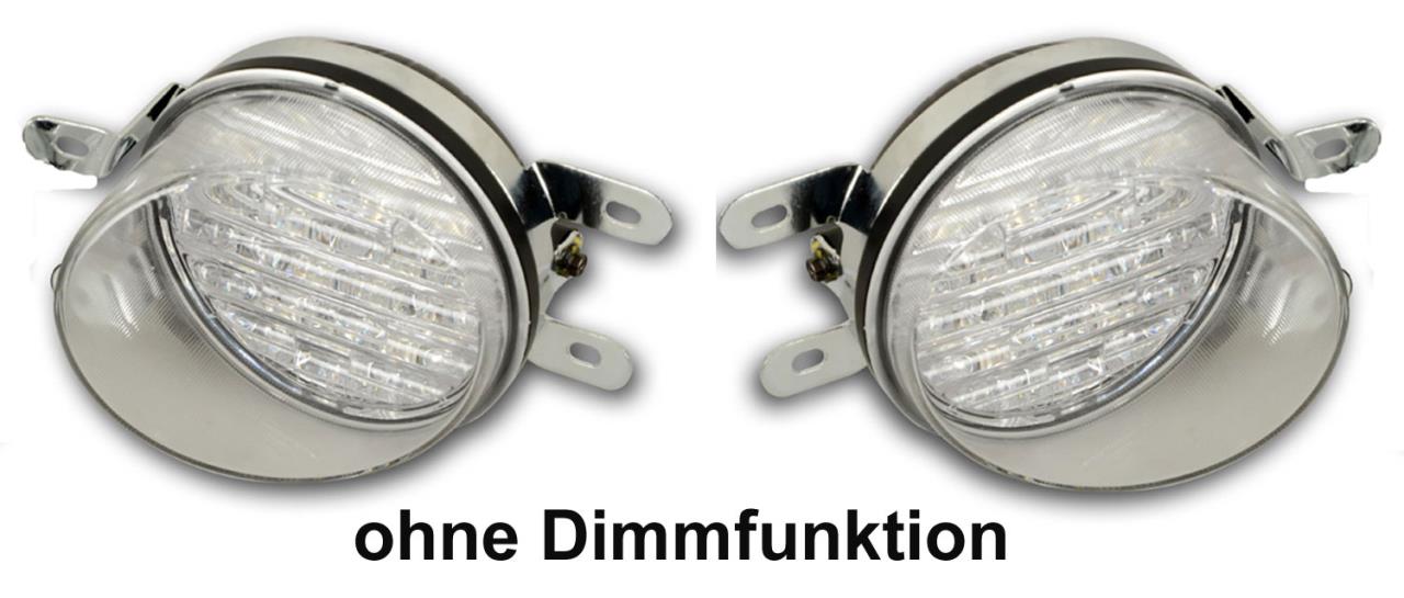 Universelles LED-Tagfahrlicht-Set rund 85 mm ohne Dimmfunktion / abgeschrägte Linse