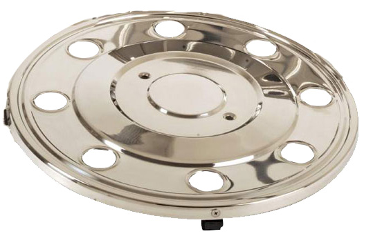 Stainless steel wheel trim 15" - flat- WITHOUT bracket - with hole for valve extension (2154)