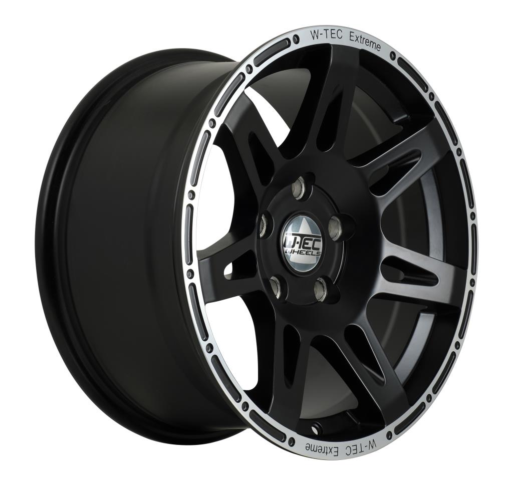 Complete wheels W-TEC Extreme 8,5x17 black-silver with tires 37x12,5R17 BF Goodrich All Terrain KO2  fit for Jeep Wrangler JL (2018-)