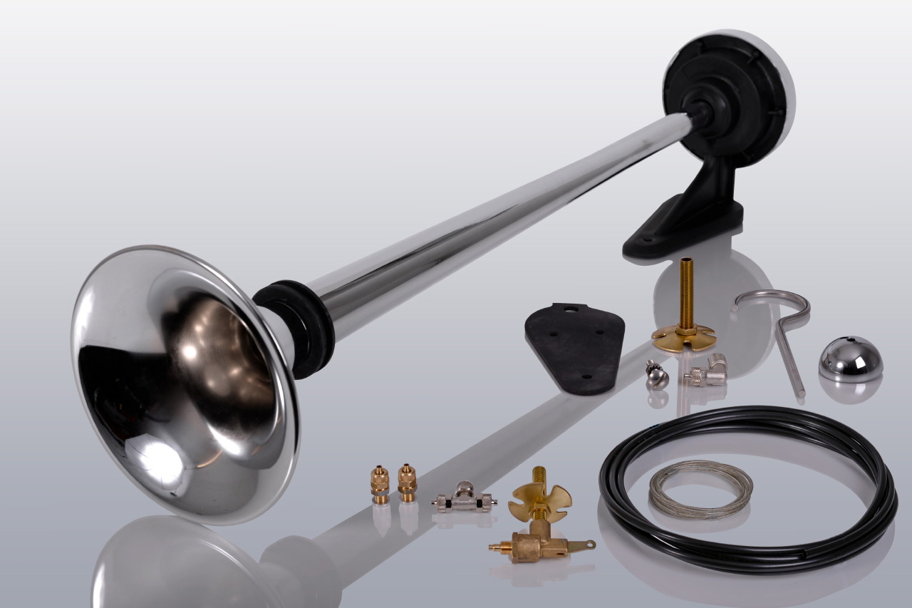 Compressed air single horn 68 cm + pull valve + tube