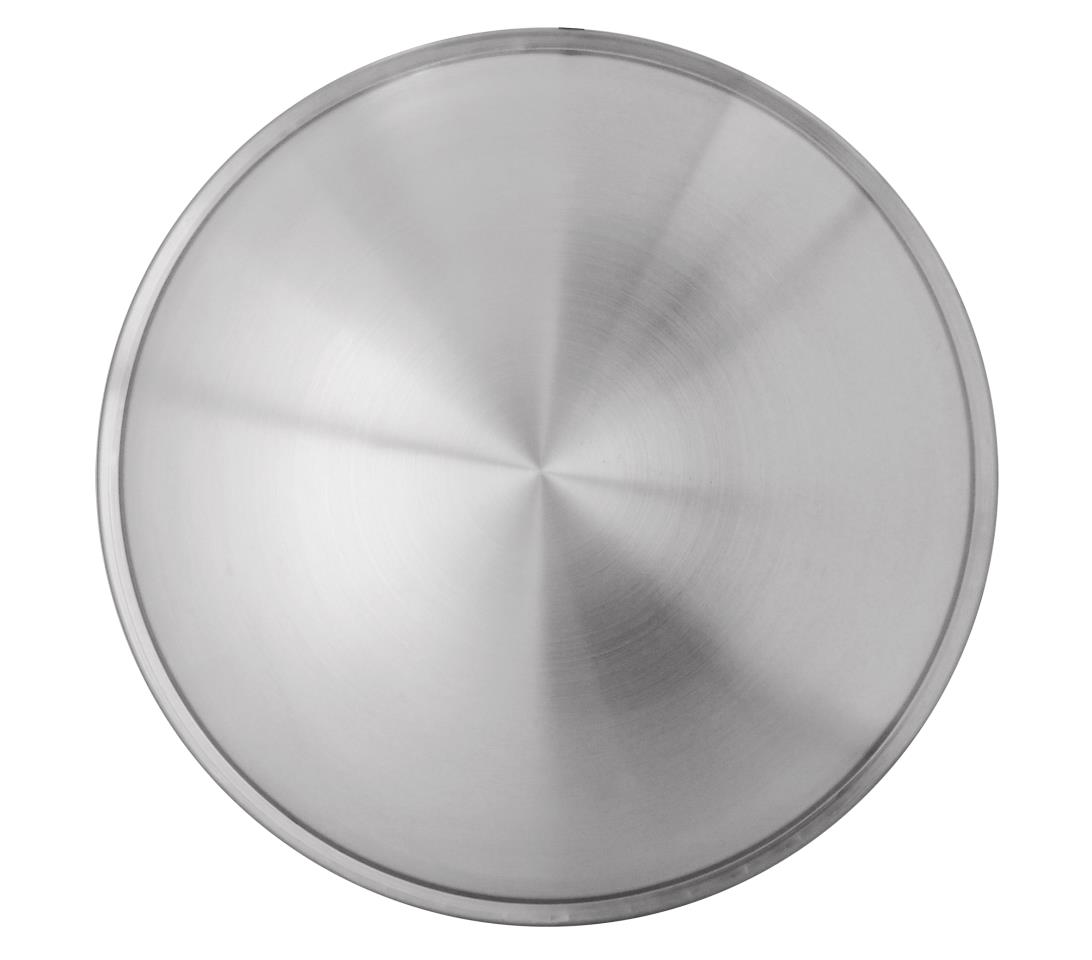 Stainless steel moon cap (brushed) with whitewall ring (black/white) - 14 inch - 1 pcs.