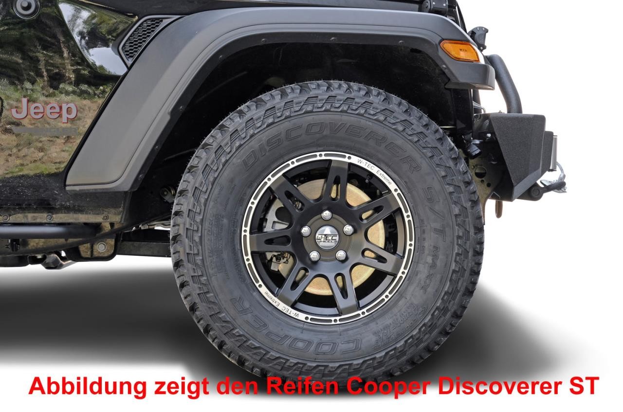 Kompletträder W-TEC Extreme 8,5x17 schwarz-silber mit Reifen 315/70R17 BF Goodrich All Terrain passend für Jeep Wrangler JL (2018-)