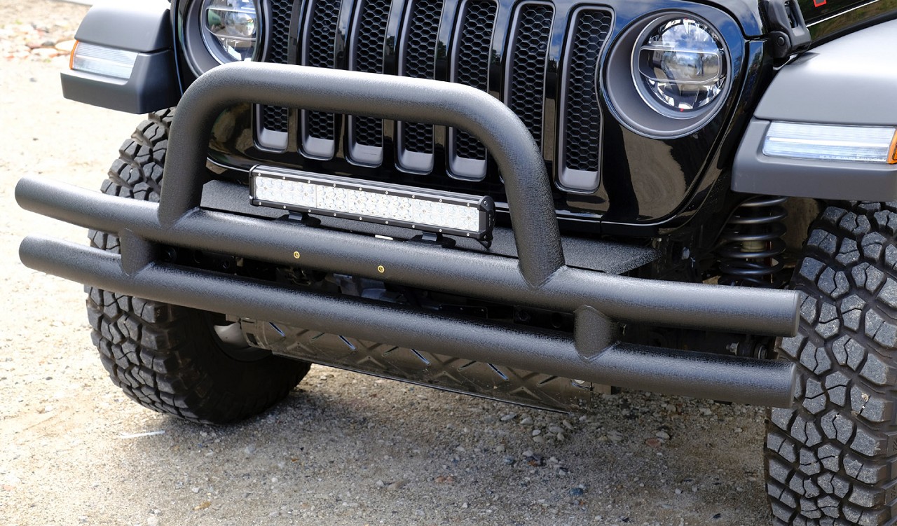 Doppelrohr-Frontstoßstange Stahl schwarz passend für Jeep Wrangler JK (2007-2018)