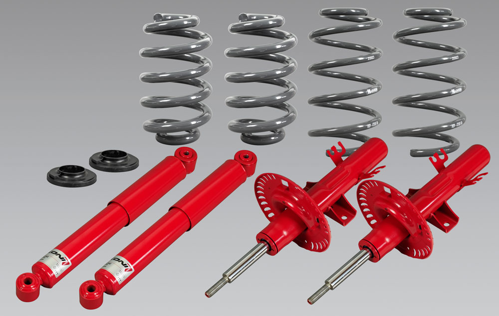 Hansen Styling Parts / Koni Höherlegungsfahrwerk +40mm passend für VW T5 (2003-2015) & VW T6 (2015-2019) mit Klemmbefestigung