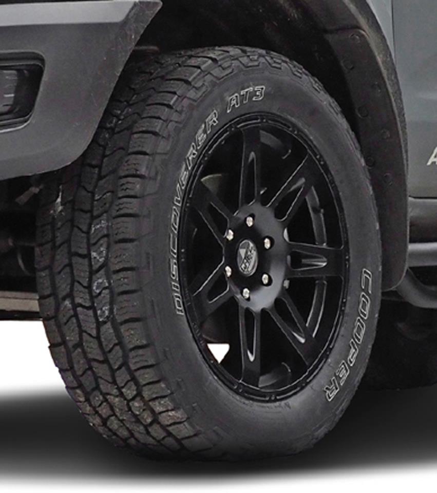 Kompletträder W-TEC Extreme 8,5x20 schwarz mit Reifen 275/55R20 Cooper Discoverer AT3 passend für Ford Ranger (2012-2018) & (2019-2022)