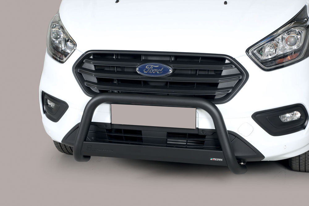 Black powder coated frontbar suitable for Ford Transit Custom (2018-2023)