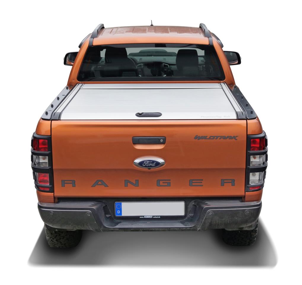 Black Stealth rollbar + mounting rails for Rollcover suitable for Ford Ranger (2016-2022) Double Cab.