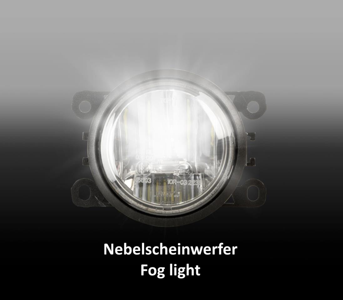 LED Einbau Tagfahrlichter + Nebelscheinwerfer 90 mm passend für diverse Suzuki Modelle  o h n e  serienmäßigen Nebelscheinwerfern