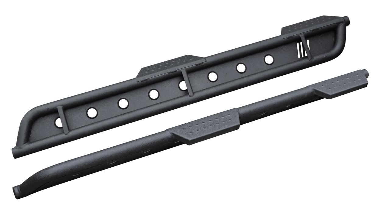 Black textured Rock Rails suitable for Jeep Wrangler JL 4-Door (2018-)