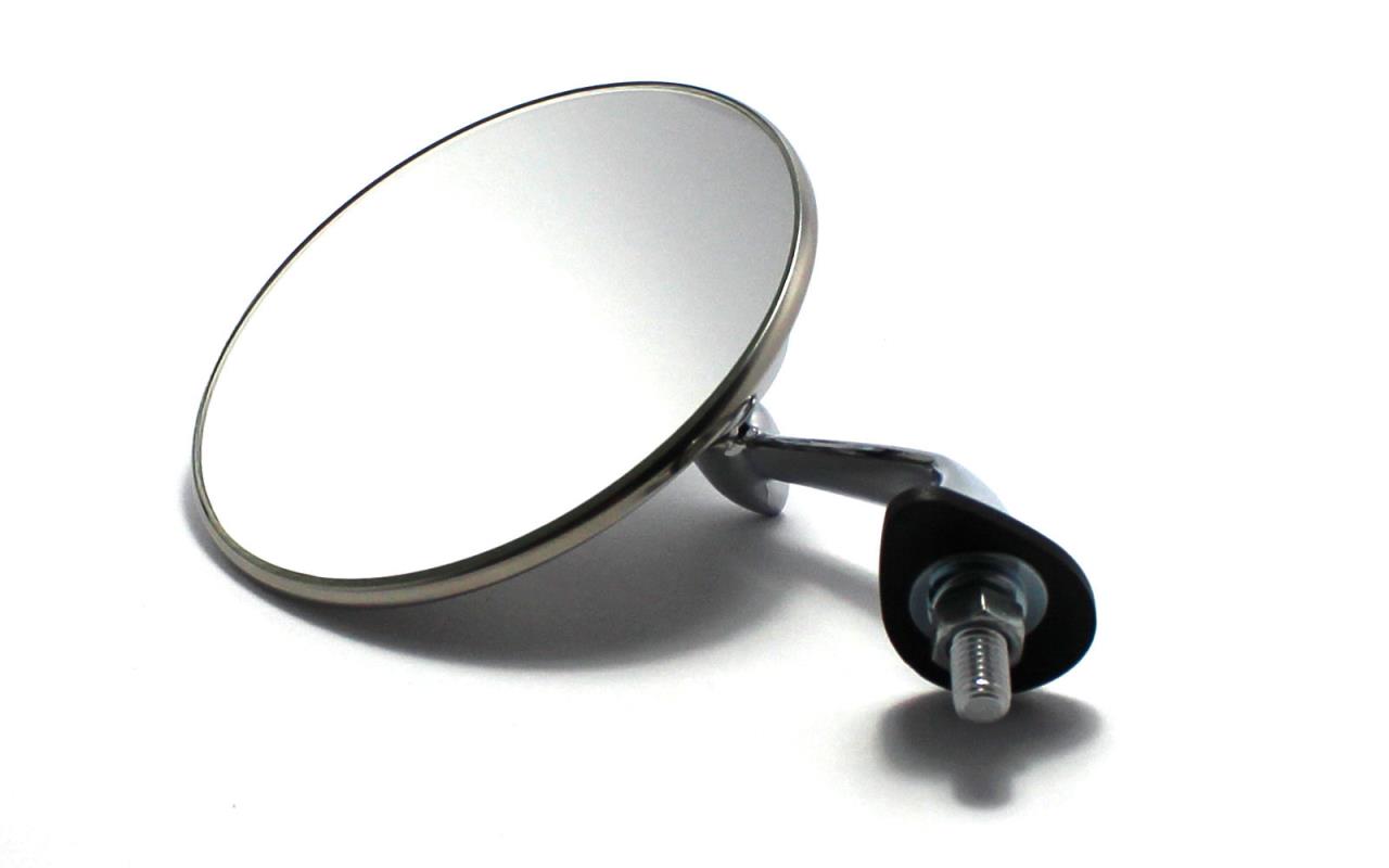 1x side mirror "Lucas Style" (passenger side) Ø 100 mm metal chrome plated and stainless steel