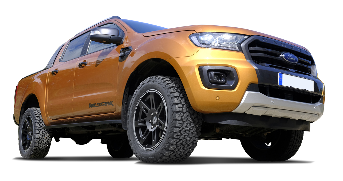 Complete wheels W-TEC Extreme 8,5x20 black-silver with tires 285/50R20 Yokohama Geolandar AT suitable for Ford Ranger (2012-2018) & (2019-2022)