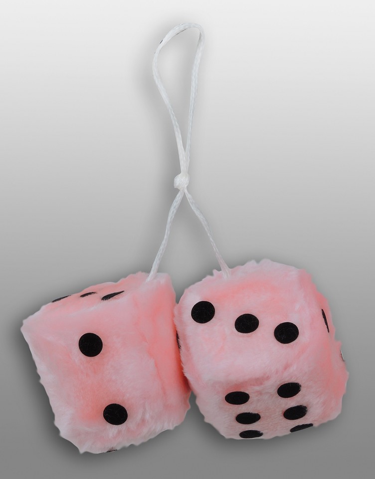 Glückswürfel Fuzzy Dice 5 cm rosa (4 Stück / 2 Paar)