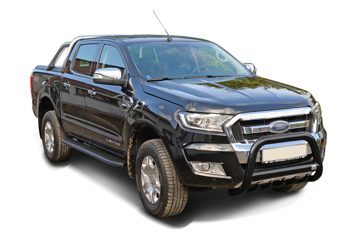Black powder coated bullbar with skid plate suitable for Ford Ranger (2012-2018)