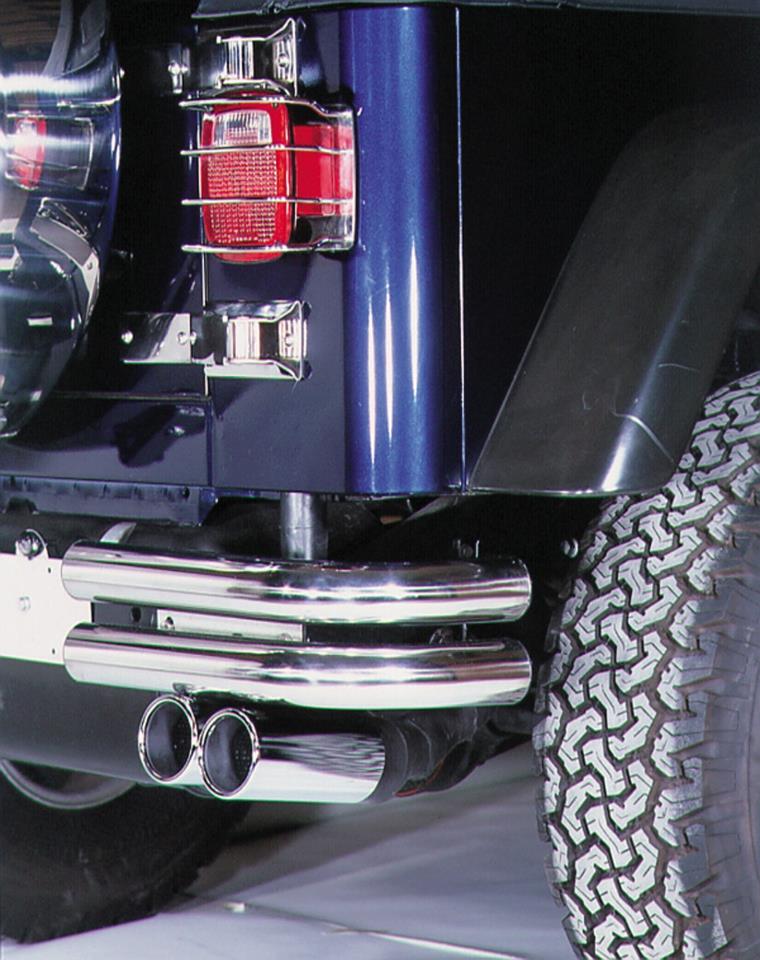 Twin Pipe Rear Bumper Split Stainless Steel Fits Jeep Wrangler TJ (1996-2006)