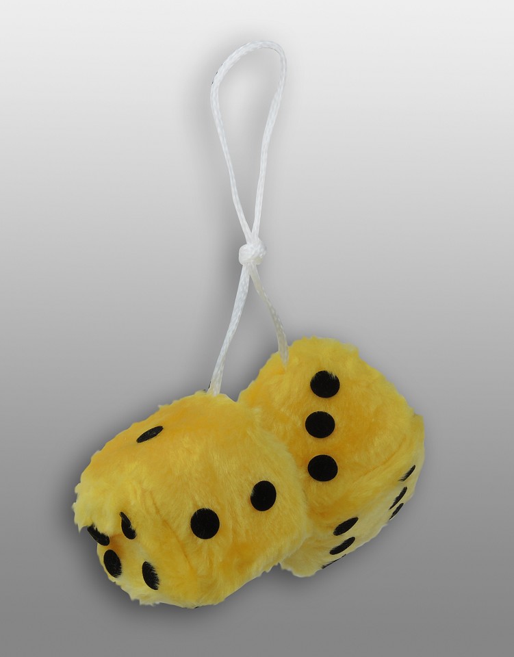 Lucky dice Fuzzy Dice 5 cm yellow (4 pieces / 2 pairs)