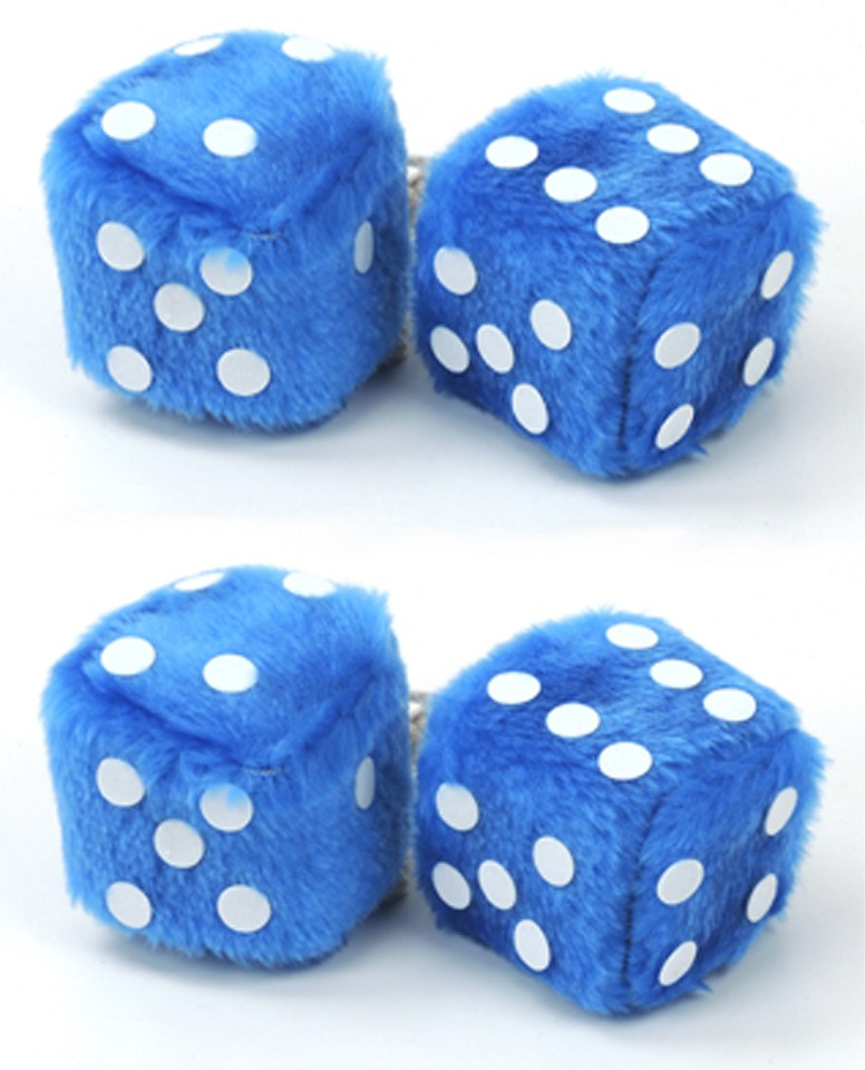 Lucky dice Fuzzy Dice 5 cm blue (4 pieces / 2 pairs)