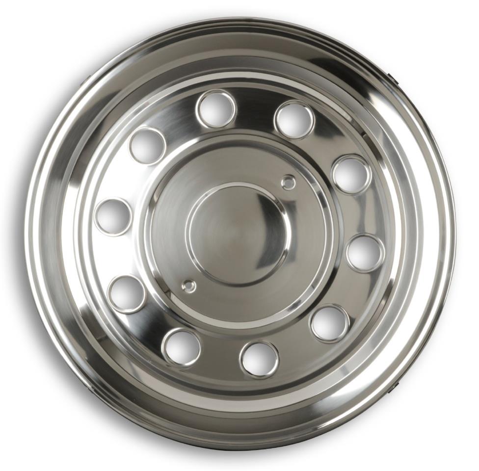 Stainless steel wheel trim for twin tyred rear axle - flat - 1 piece - 22.5 inch - fits steel rims