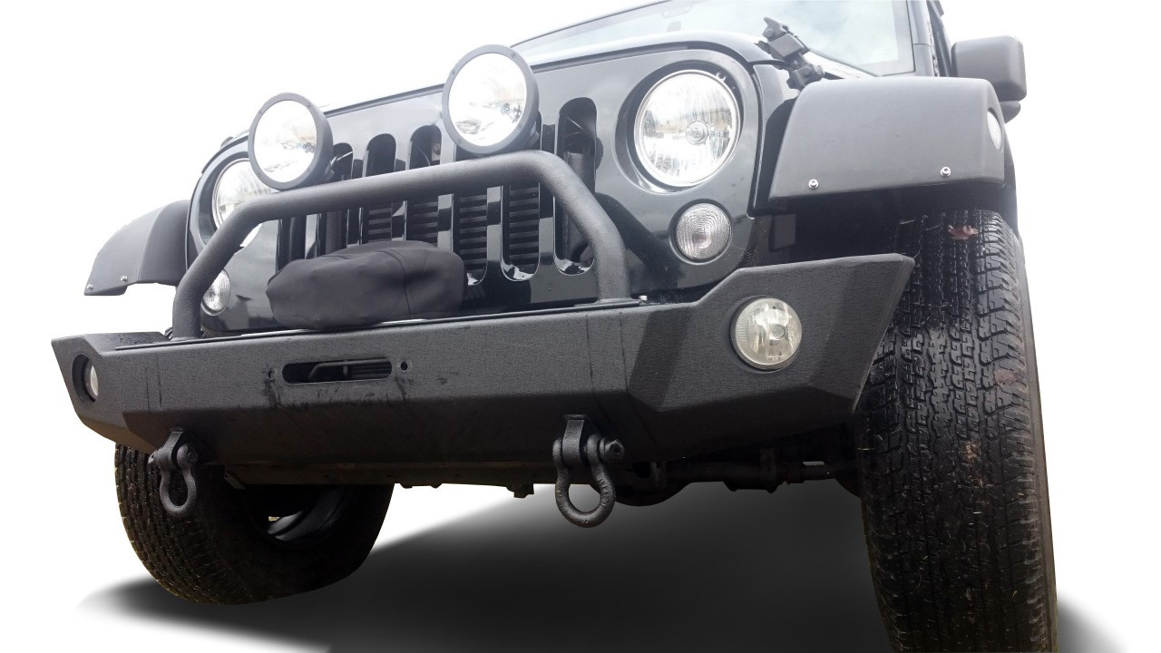 Front bumper with bracket -black- fits Jeep Wrangler JK (2007-2018)