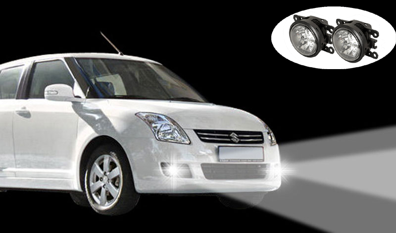 LED Einbau Tagfahrlichter + Nebelscheinwerfer 90 mm passend für Suzuki Swift (2008-2010) mit serienmäßigen Nebelscheinwerfern