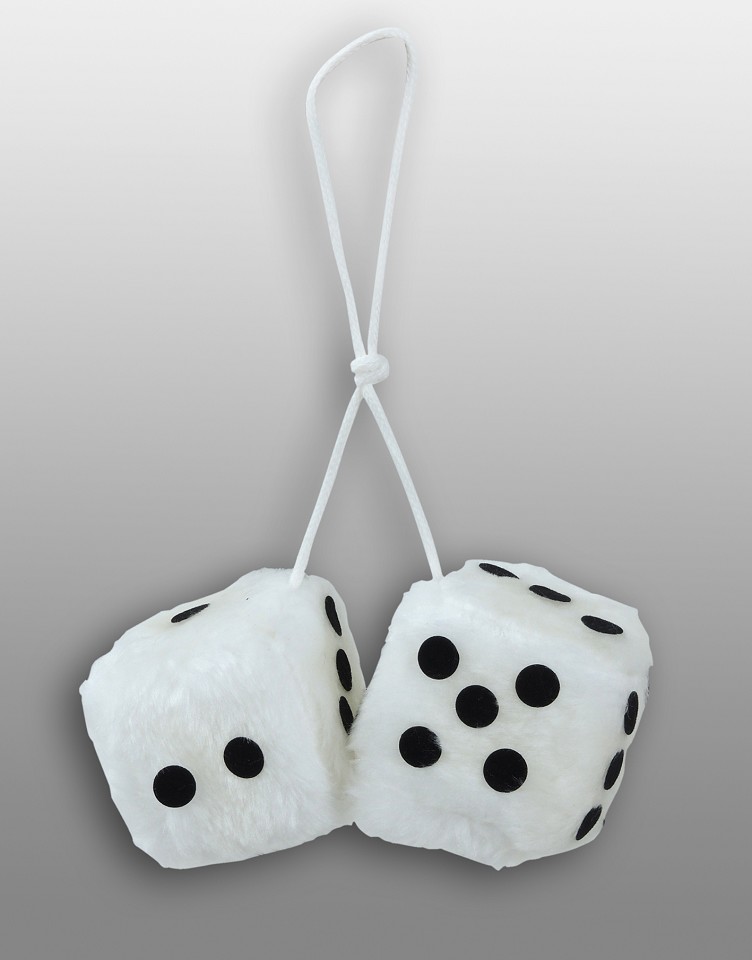 Lucky dice Fuzzy Dice 5 cm white (4 pieces / 2 pairs)