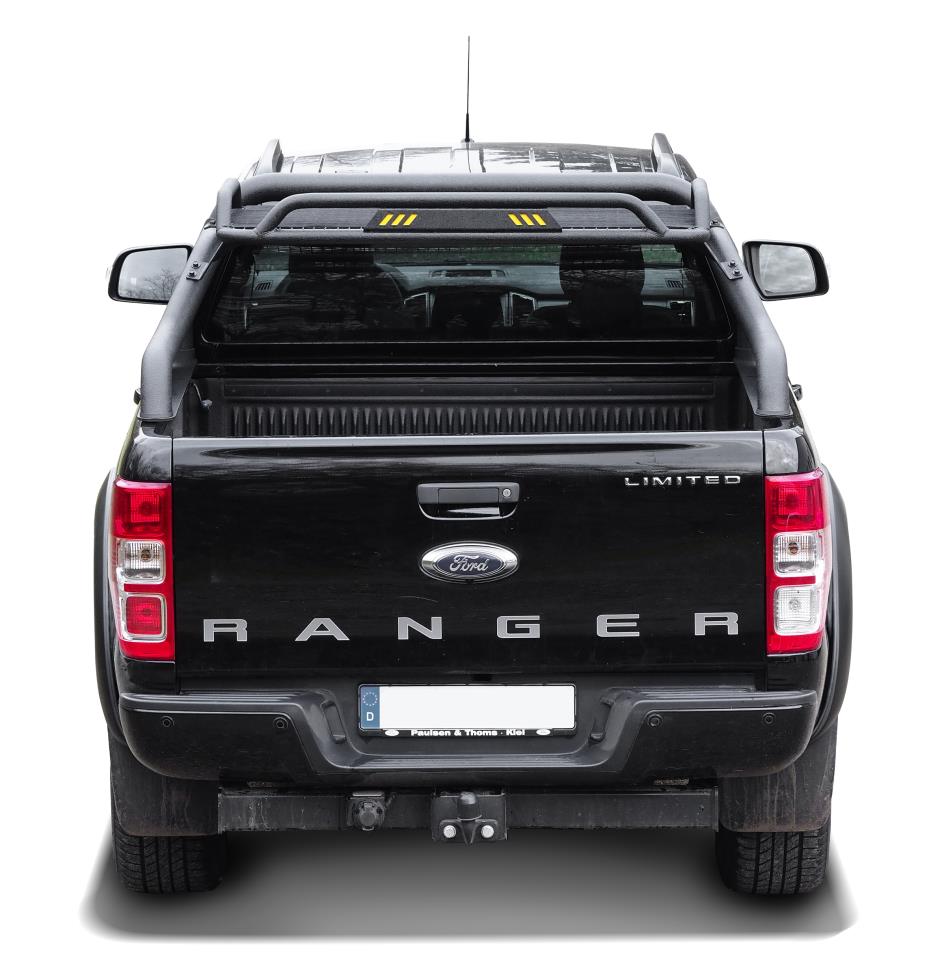 Black Stealth roll bar with luggage basket suitable for Ford Ranger (19-22) & Ranger Raptor (19-22)