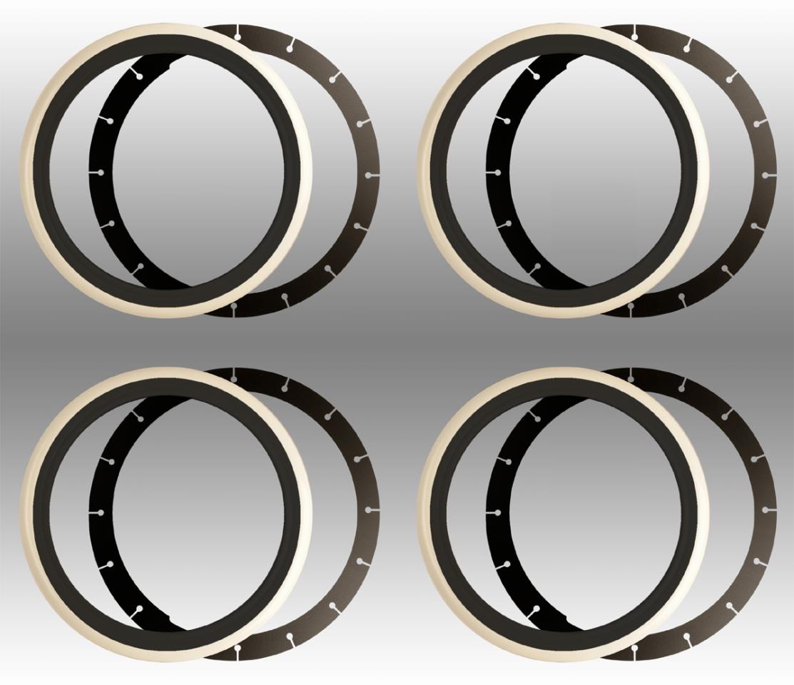 Whitewall rings - black/white - 13 to 14 inch - suitable for Mercedes steel rims
