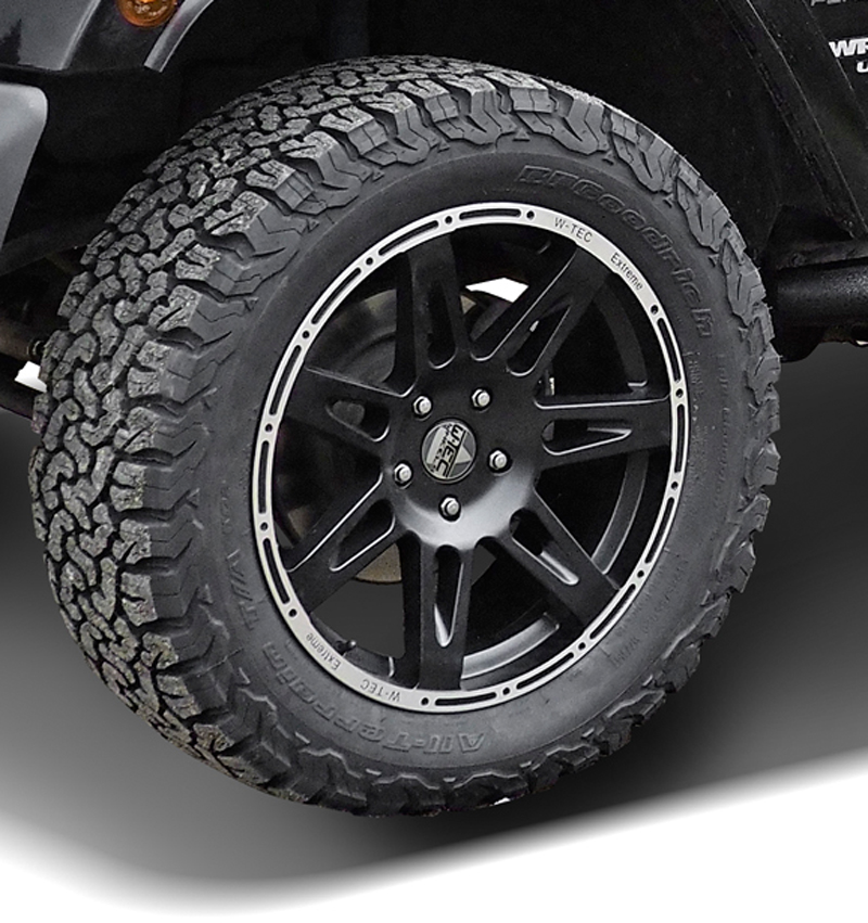 4x Alufelge W-TEC Extreme 8,5x20 ET+35 schwarz-silber passend für Jeep Wrangler JK (2007-2018)