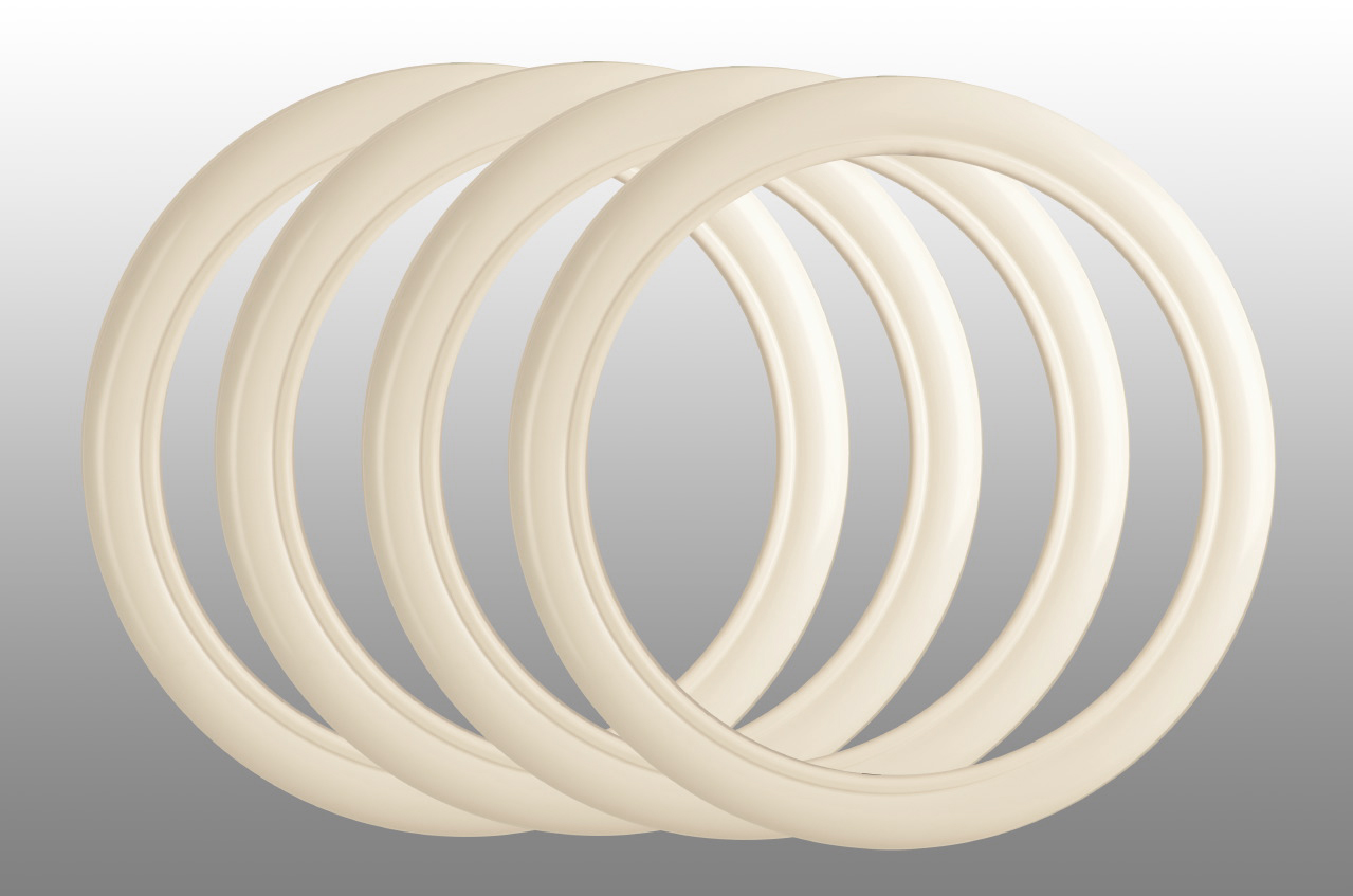 Whitewall rings - white - 15 inch - 4 pieces - suitable for steel rims