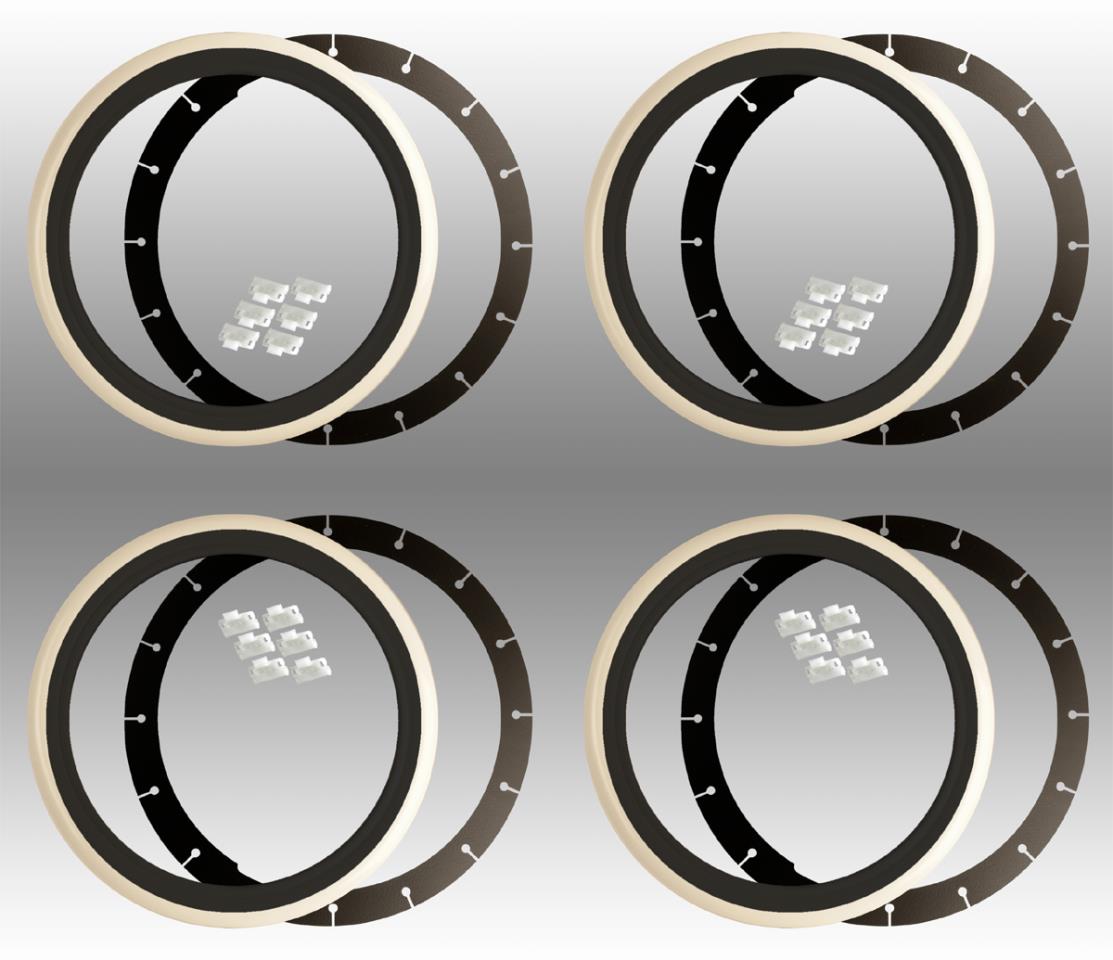Whitewall rings - black/white - 13 to 16 inch - suitable for steel rims
