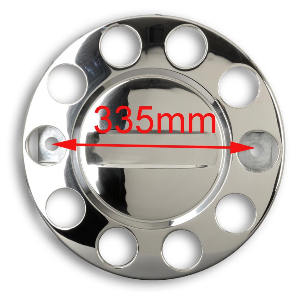 Stainless steel wheel trim set - front axle - wrench size: 33mm - fits 22.5 inch steel rims