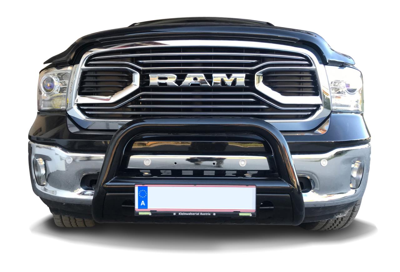 Black powder coated bullbar with skid plate suitable for Dodge Ram 1500 (2009-2018)