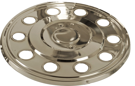 Stainless steel wheel trim 16" - flat - WITHOUT bracket - with hole for valve extension (2164)