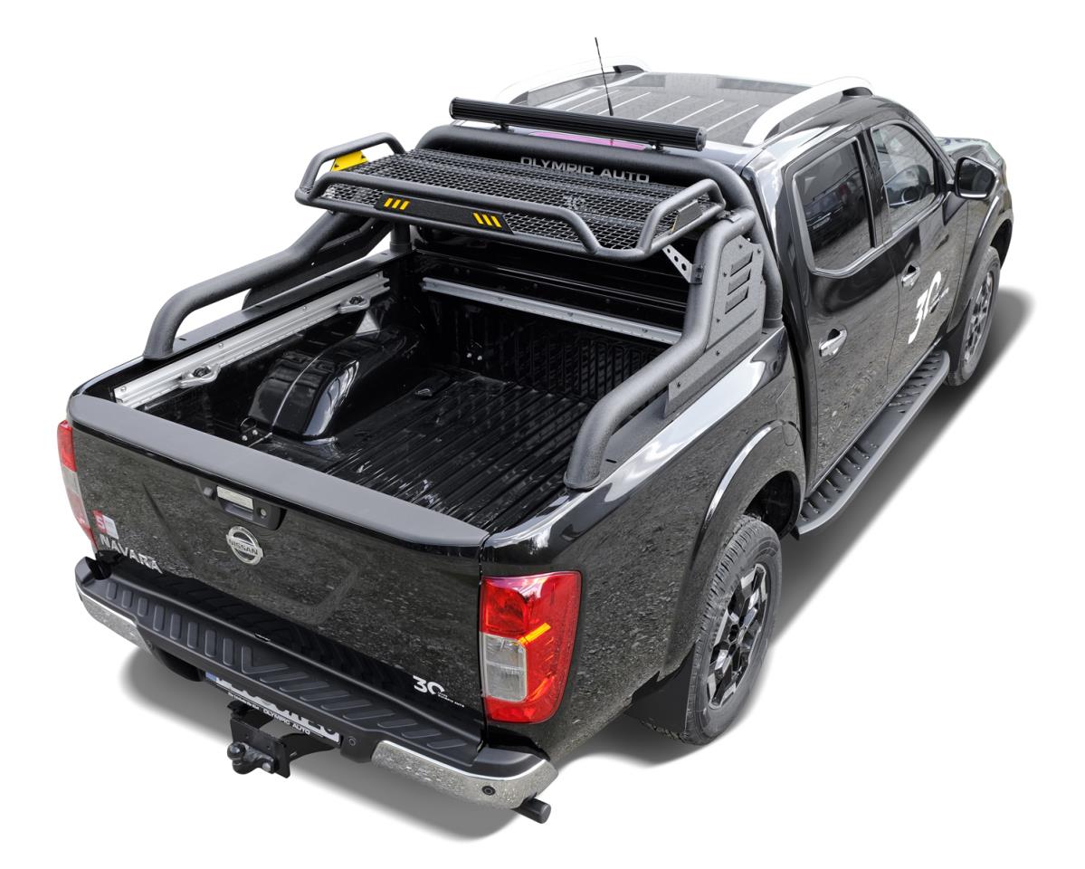 Black Stealth roll bar with luggage basket suitable for Nissan Navara D231 NP300 (2015-2021)
