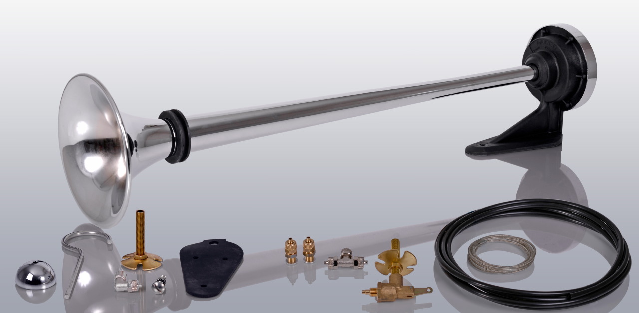 Compressed air single horn 68 cm + pull valve + tube