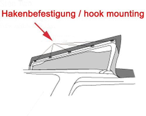 Replacement hood black suitable for Suzuki Vitara (1988-1994) with hook fastening front