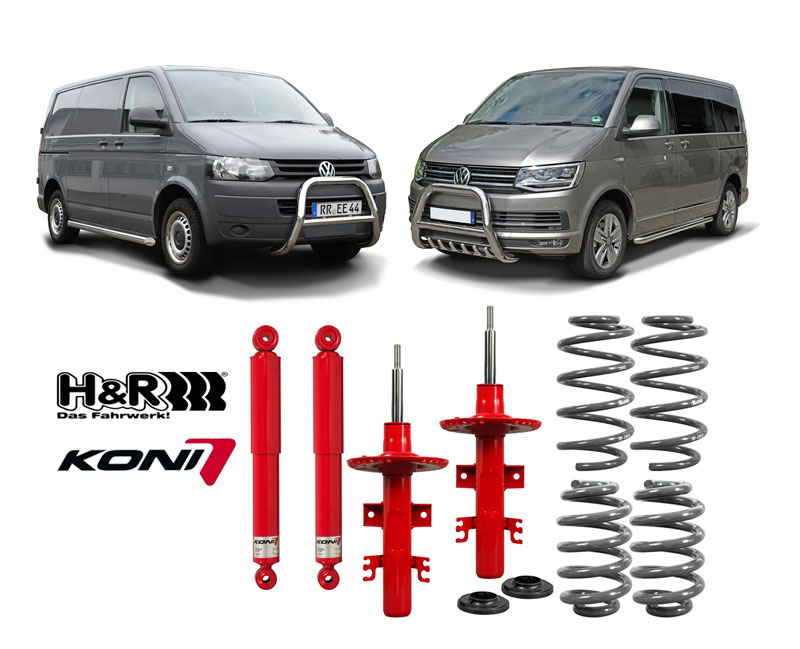 Hansen Styling Parts / Koni Höherlegungsfahrwerk +40mm passend für VW T5 (2003-2015) & VW T6 (2015-2019) mit Klemmbefestigung