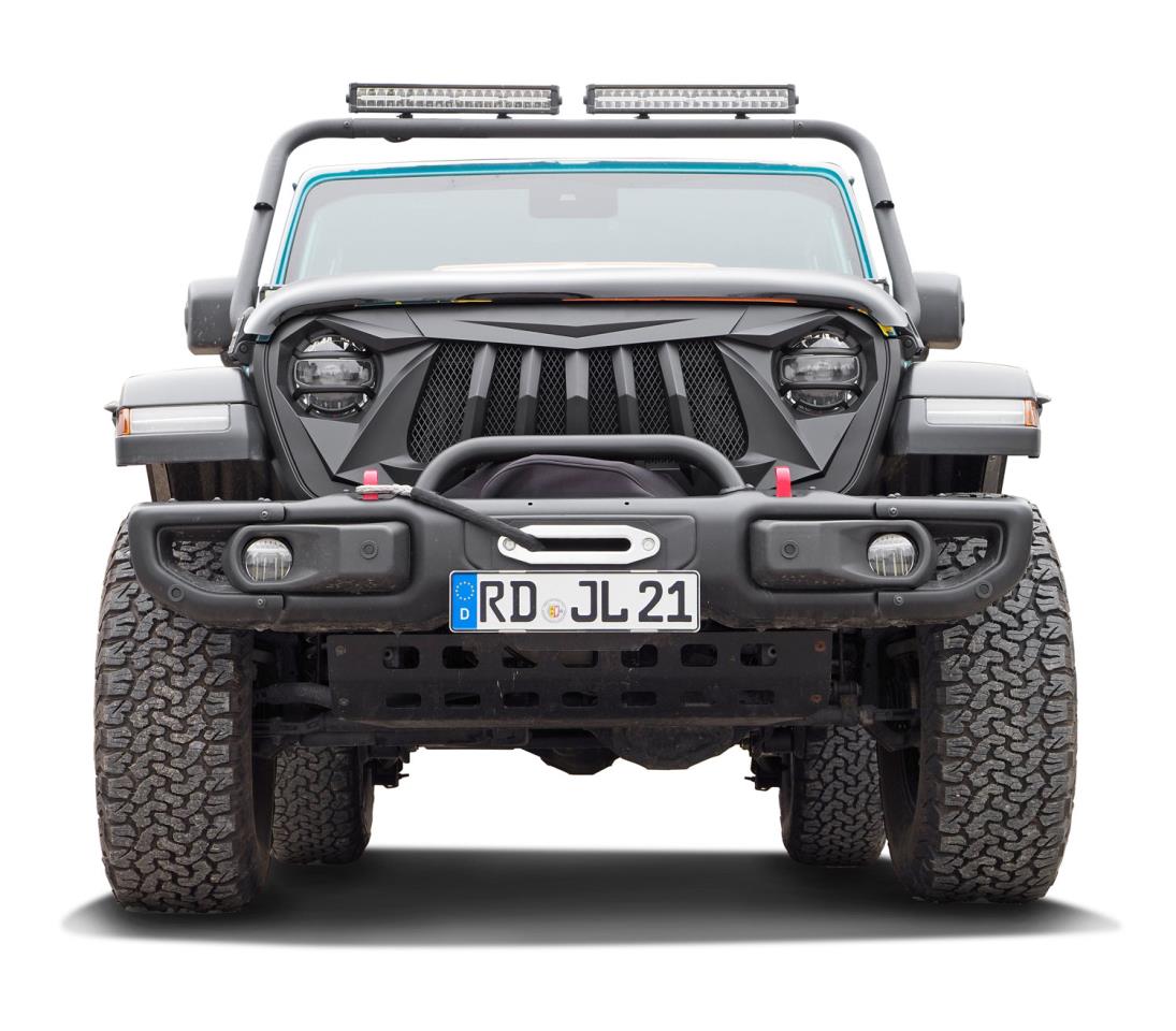 Kühlergrill Kunststoff schwarz passend für Jeep Wrangler JL (2018-) + Wrangler 4xe (2021-) + Gladiator JT (2019-)