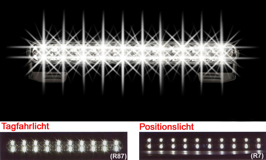 Universelles LED-Tagfahrlicht-Set länglich 220 mm ohne Dimmfunktion