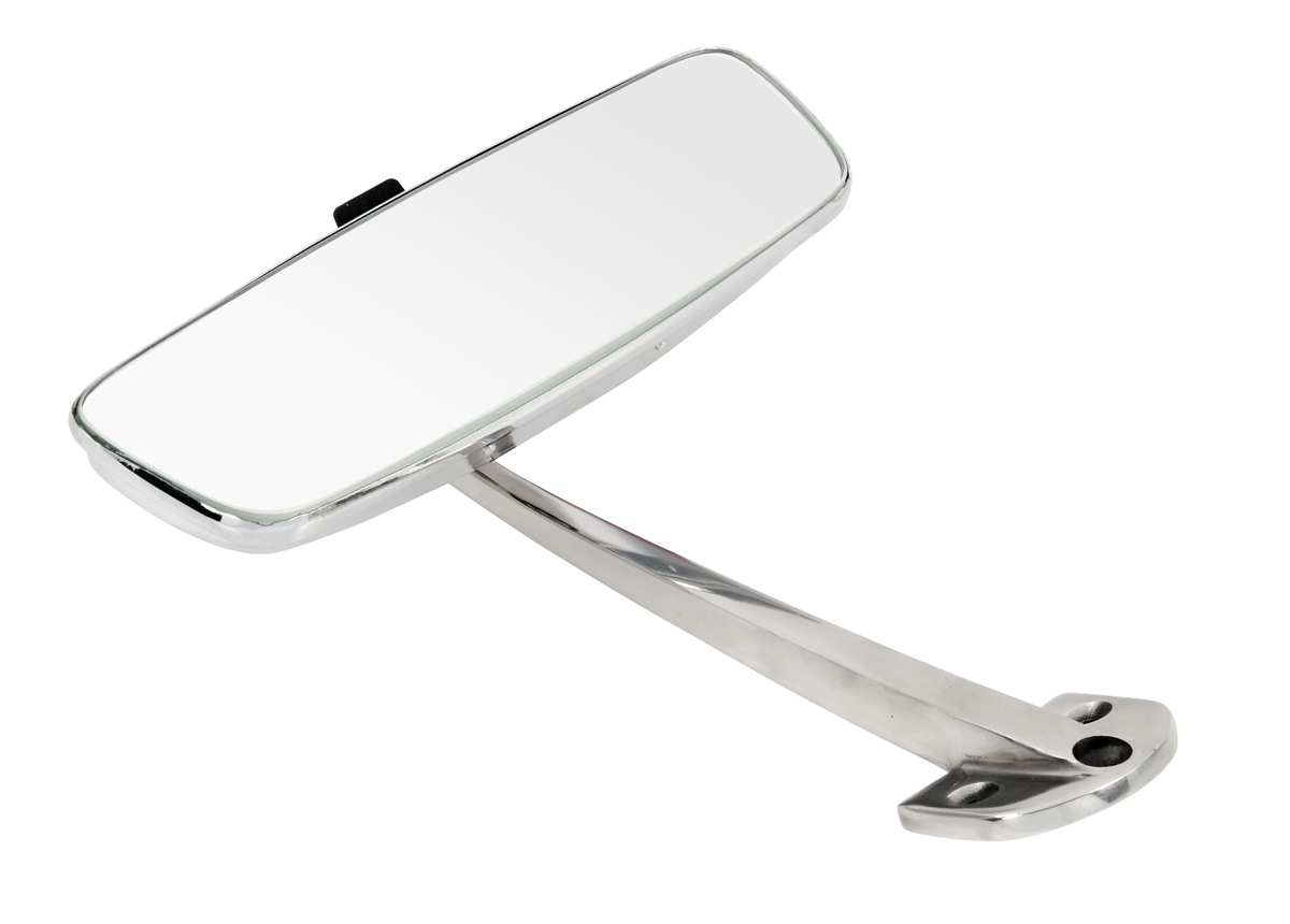 1x Interior mirror 180 x 55 mm metal polished e.g. for Porsche 911, 912 and VW Beetle