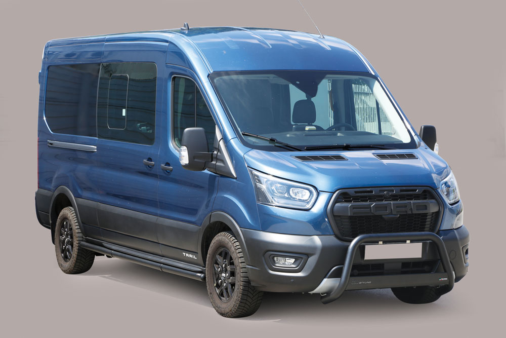 Black powder coated frontbar suitable for Ford Transit (2020-)