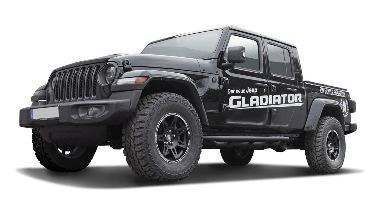 Complete wheels W-TEC Extreme 8,5x17 black-silver with tires 315/70R17 BF Goodrich All Terrain fit for Jeep Gladiator JT (2019-)